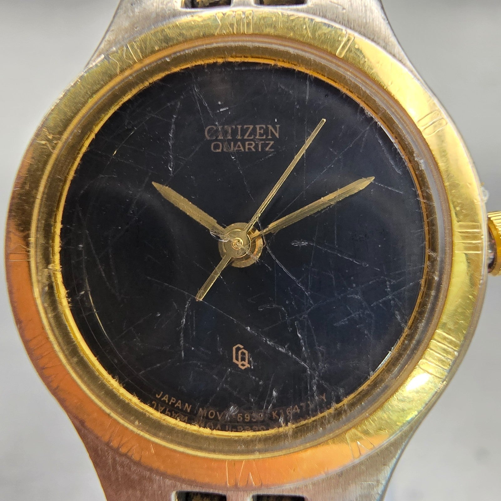 Citizen CQ Watch Women 22mm Black Dial Two Tone Round 5930-K04964 New Battery1