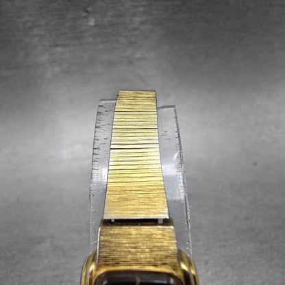 Citizen Seven Tank Watch Women 16mm Brown Dial Gold Tone 3220-949650 New Battery4