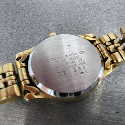 Citizen Watch Women 23mm Champagne Dial Gold Tone Daydate 6000S38231 New Batt9