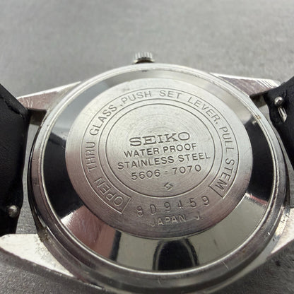 Seiko Lord Matic Watch Men 37mm Silver Dial Steel Daydate READ!!! 5606-7070 Runs9
