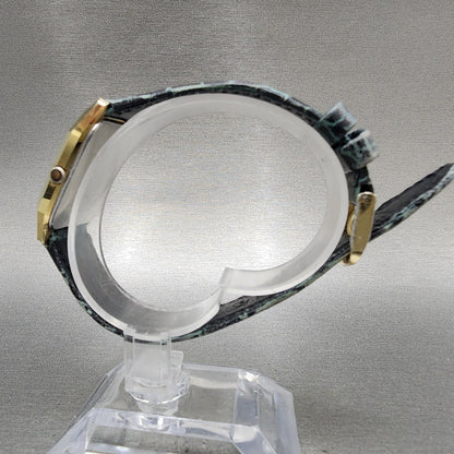 Seiko Dolce Tank Watch Men 30mm Gold Dial Gold Tone Rectangle 59315300 New Batt6