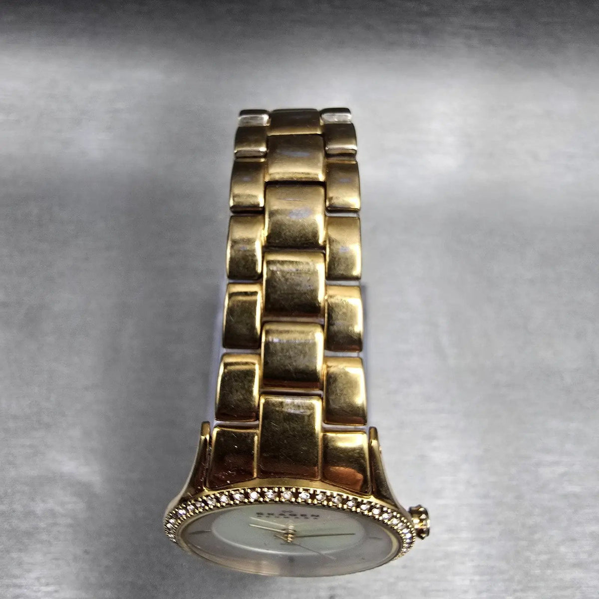 Skagen Watch Women 30mm MOP Dial Gold Tone Gemmed Round 347SGXG New Battery4