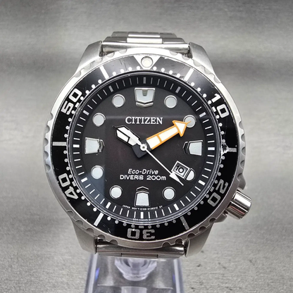 Citizen Eco-Drive Watch Men 44mm Black Dial Two Tone Date E168-S100623 Works0