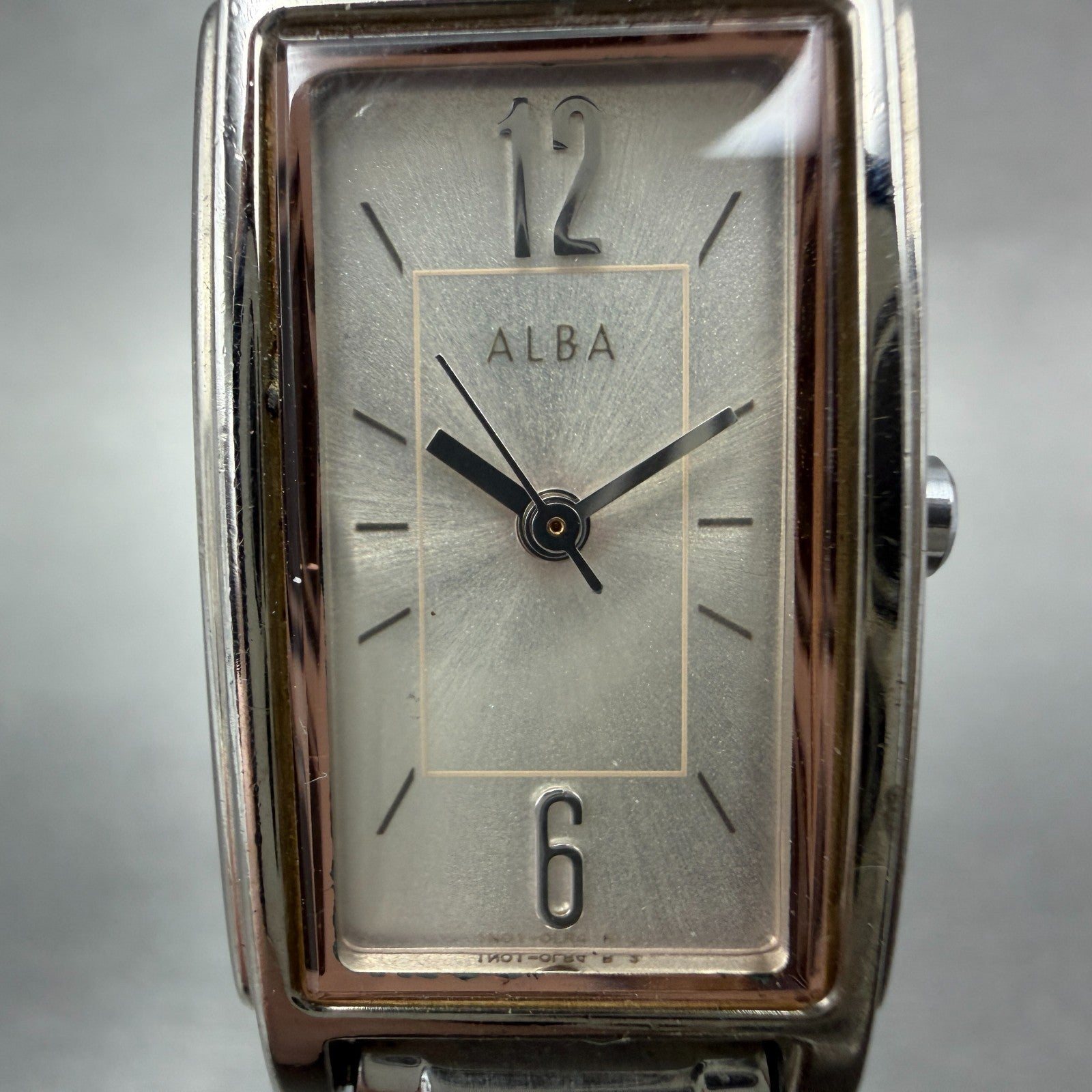 Seiko Alba Tank Watch Women 17mm Silver Dial Two Tone 1N01-0FY0 New Battery1