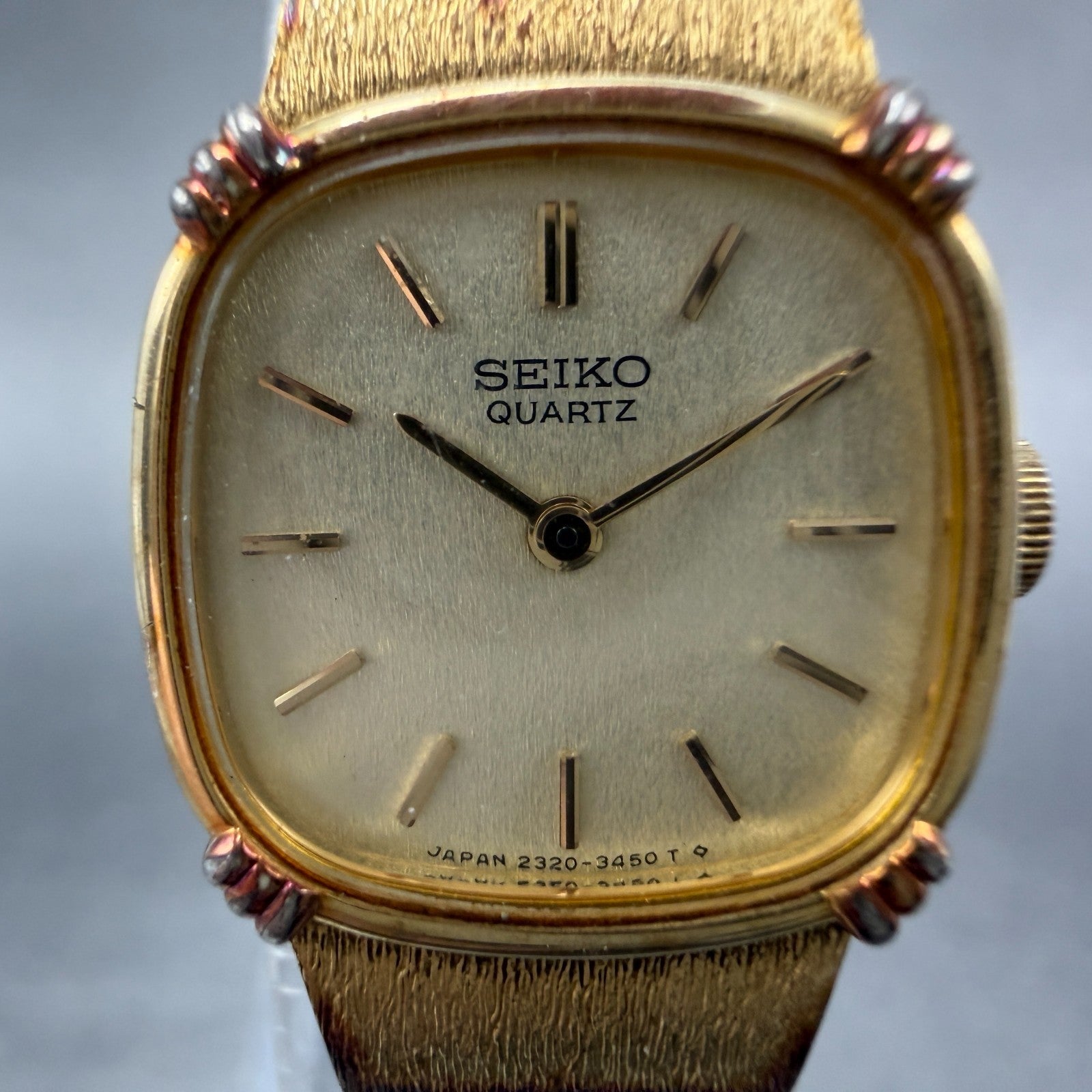 Seiko Watch Women 18mm Champagne Dial Gold Tone Square 2320-6710 New Battery1