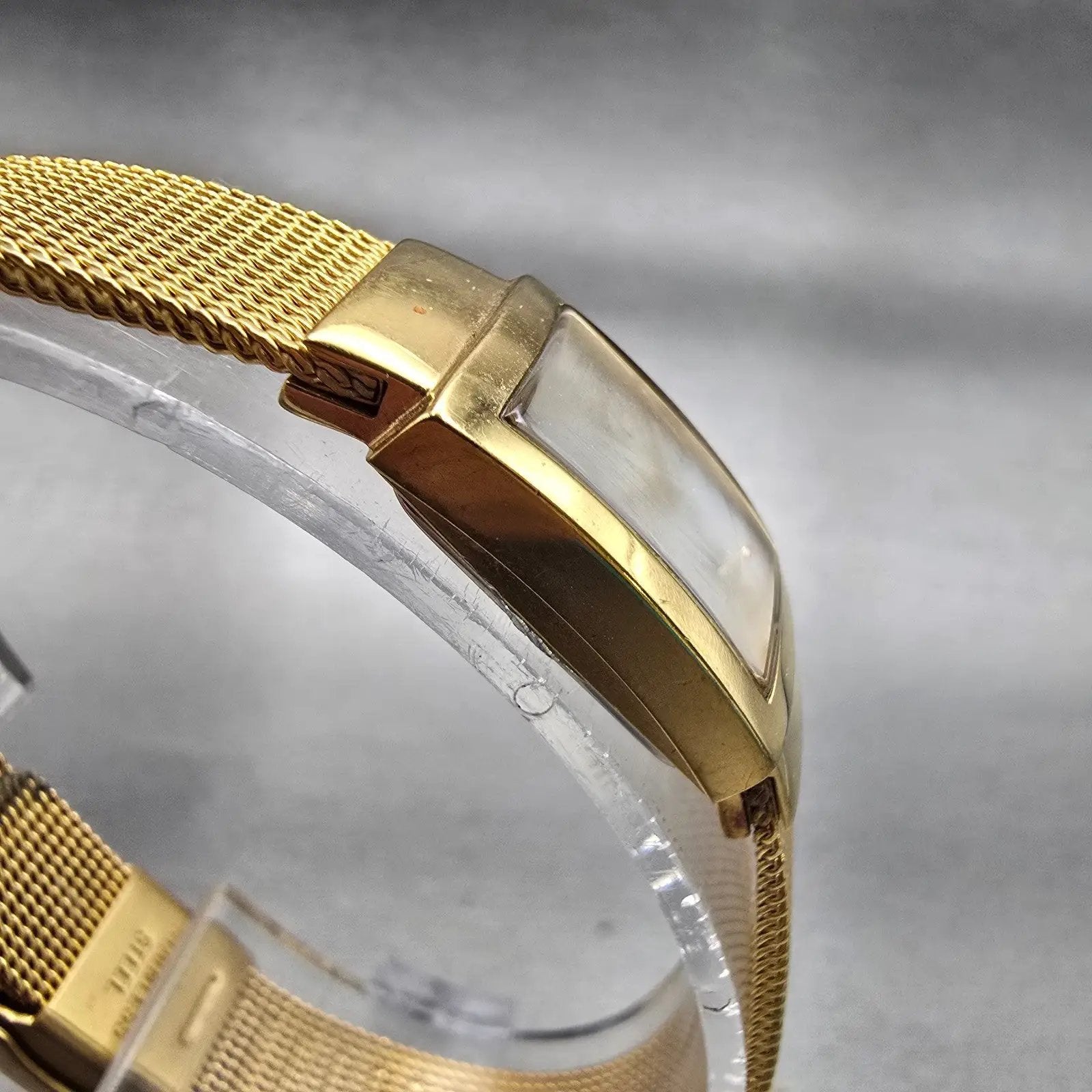 Skagen Tank Watch Women 14mm MOP Dial Gold Tone Rectangle 490SGG New Battery B3