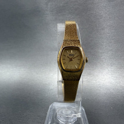 Seiko Watch Women 16mm Gold Dial Gold Tone Hexagon 2C21-5149 New Batt B1 Vintage5
