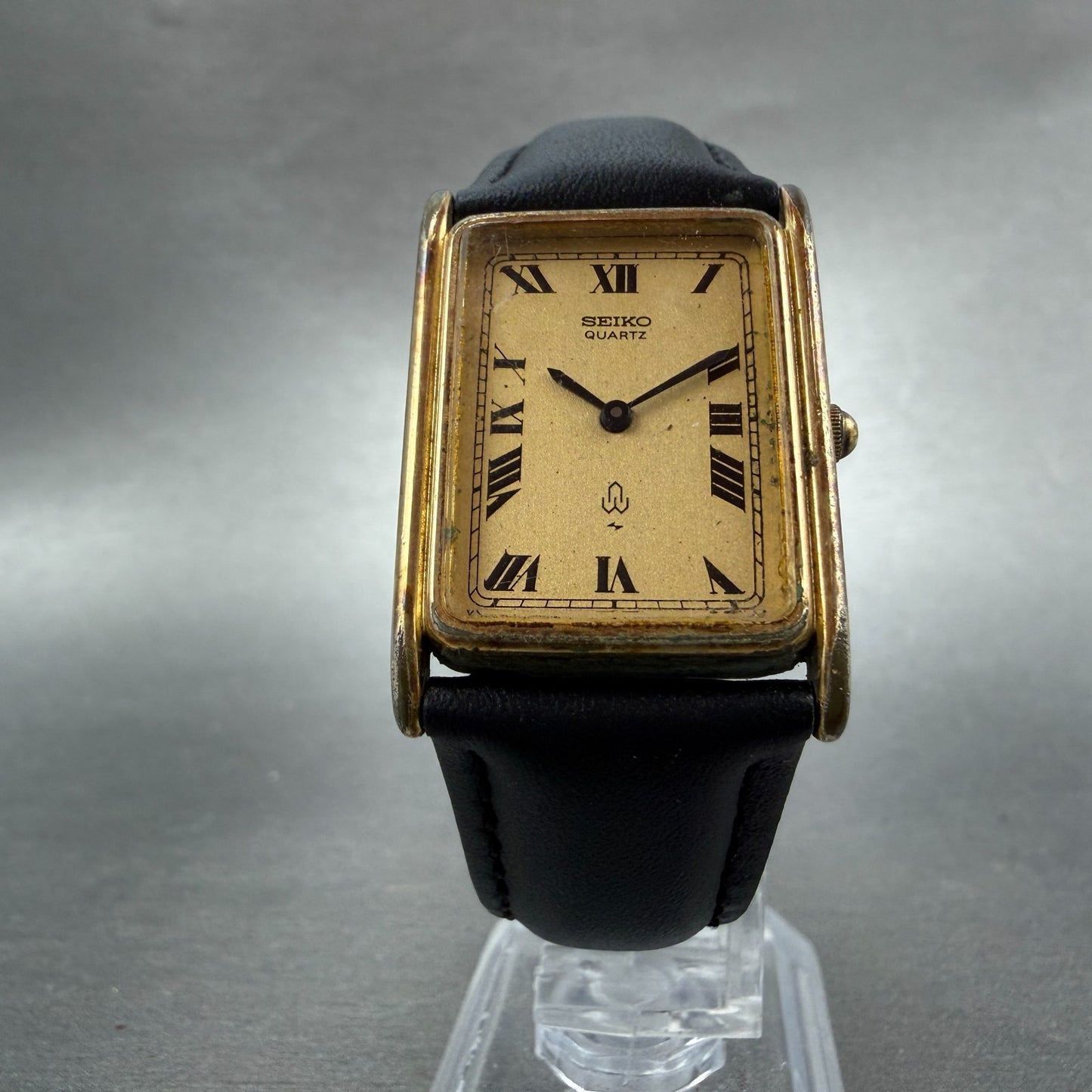Seiko Tank Watch Men 24mm Champagne Dial Gold Tone Rectangle 43-3380 New Battery5