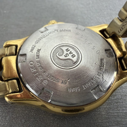 Seiko Watch Women 26mm Champagne Dial Gold Tone Date Round 7n820599 New Batt AB8