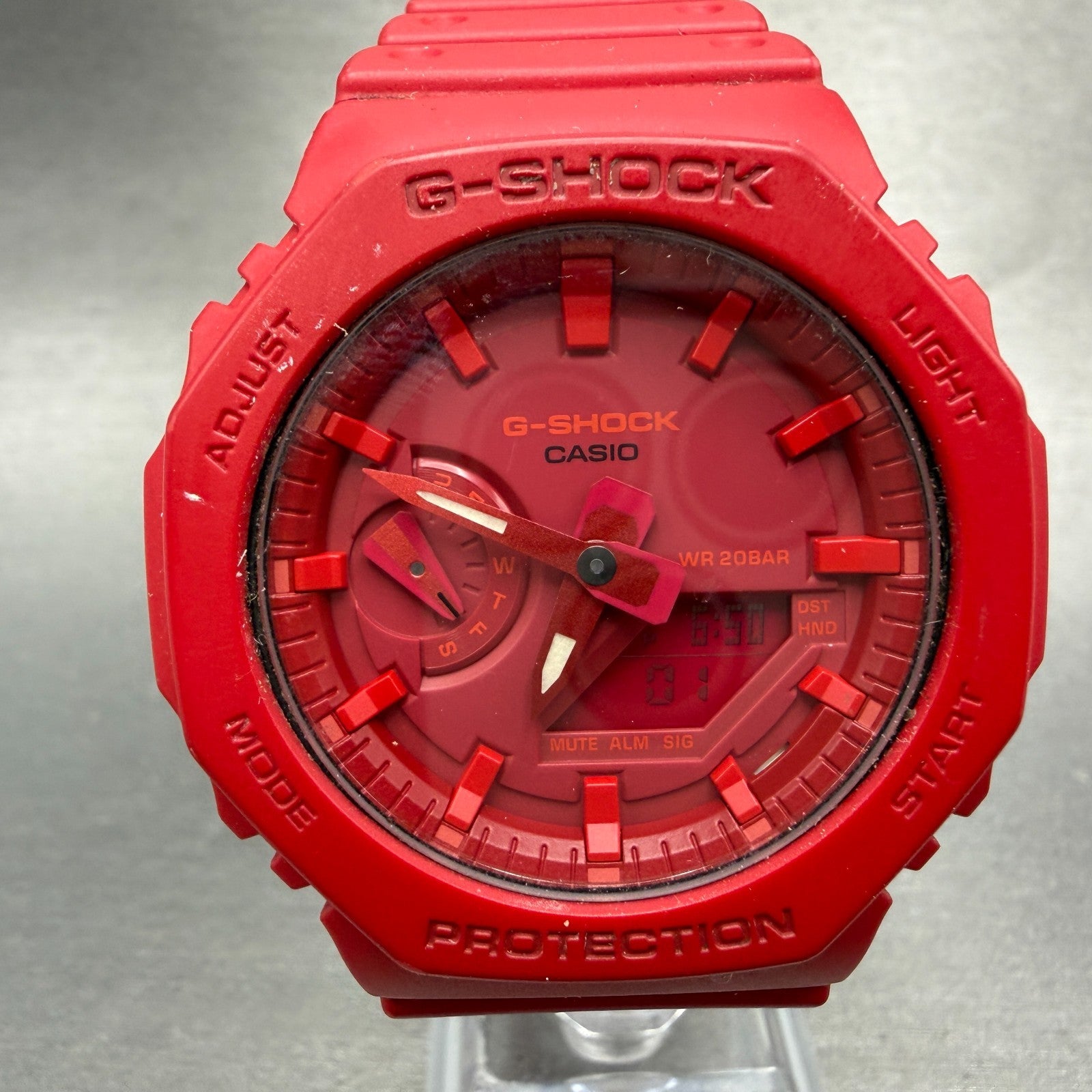 Casio G-Shock GA-2100 Watch Men 46mm Red Analog Digital Alarm Chronograph Works0