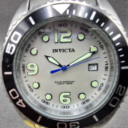 Invicta Pro Diver Watch Men 45mm MOP Dial Silver Tone Date 0479 New Battery1