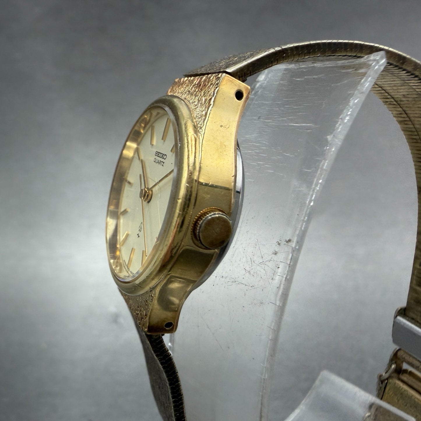 Seiko Watch Women 23mm Champagne Dial Gold Tone Round 4301-0010 New Battery2