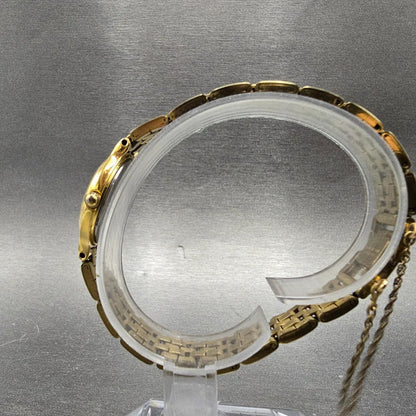 Seiko Watch Women 22mm Black Dial Gold Round 1N00-0A99 New Battery VTG JP6