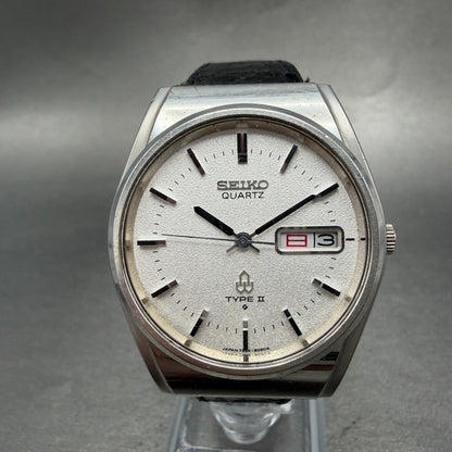 Seiko Type II Watch Men 36mm Silver Dial Silver Tone Daydate 7546-8080 New Batt40