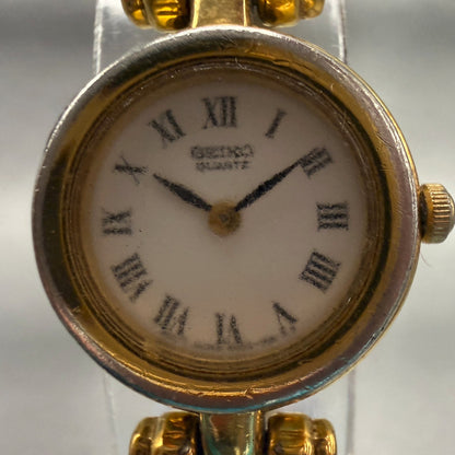 Seiko Watch Women 19mm White Dial Gold Tone Round 4N00-0581 New Battery1