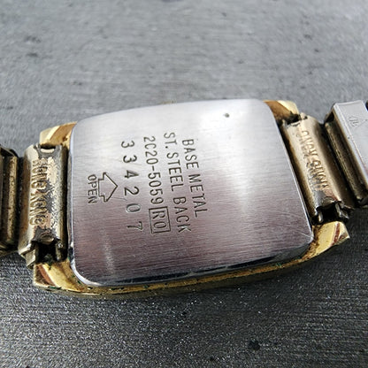 Seiko Watch Women 16mm Gold Dial Gold Tone Rectangle 2C205059 New Battery9