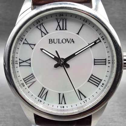 Bulova Watch Women 32mm MOP Dial Silver Tone Round 96L271 New Battery1