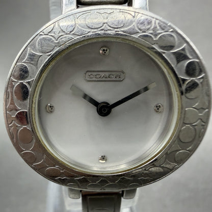 Coach Watch Women 27mm White Dial Silver Tone Round Bangle New Battery1