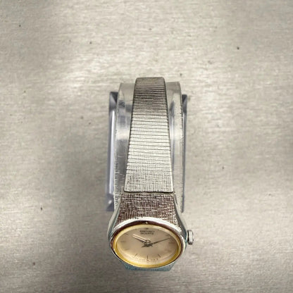 Seiko Watch Women 17mm Silver Dial Silver Tone Oval 2P20-0329 New Battery VTG4