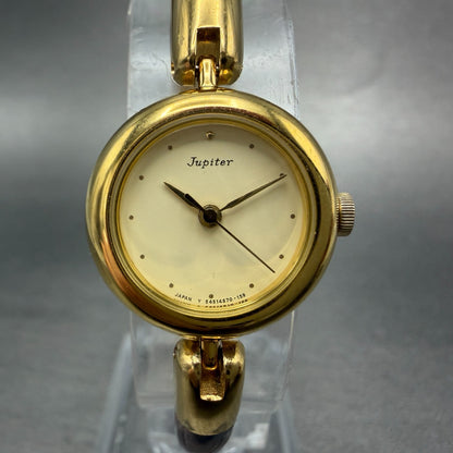 Orient Jupiter Watch Women 20mm Gold Dial Gold Tone Round E454S7-00 New Battery0