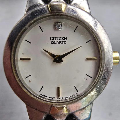 Citizen Watch Women 21mm White Dial Two Tone Round 5421-S93941 New Battery VTG1