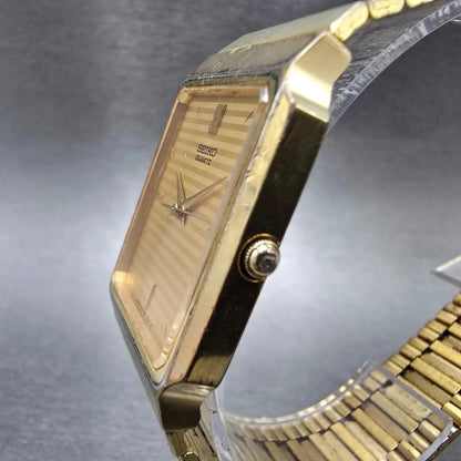 Seiko Tank Watch Men 26mm Champagne Dial Gold 5Y31-5000 Rectangle New Battery2