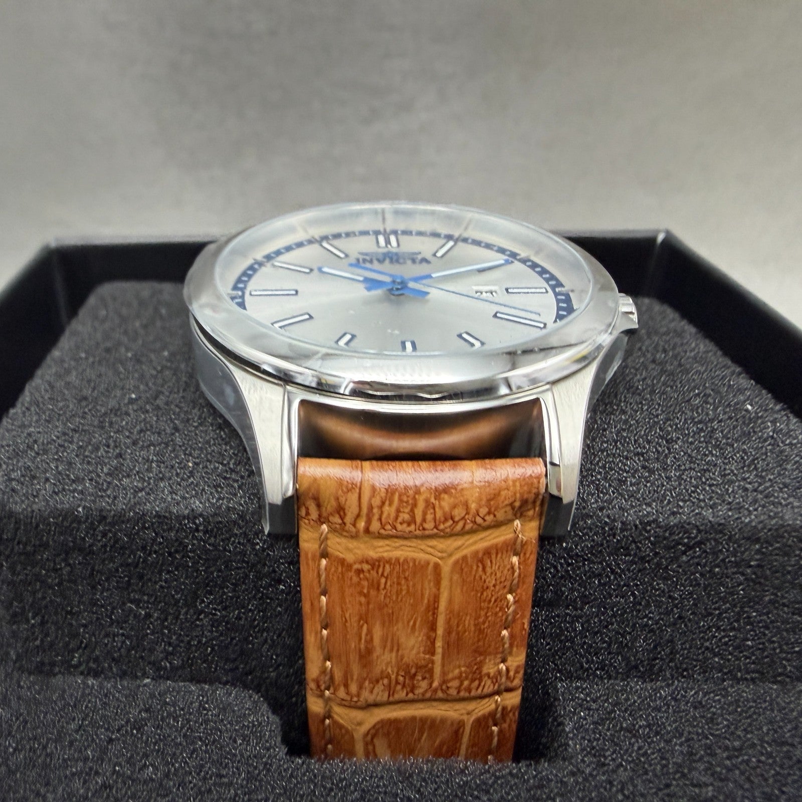 Invicta Celestial Watch Men 43mm Silver Dial Silver Date Round Leather 478072
