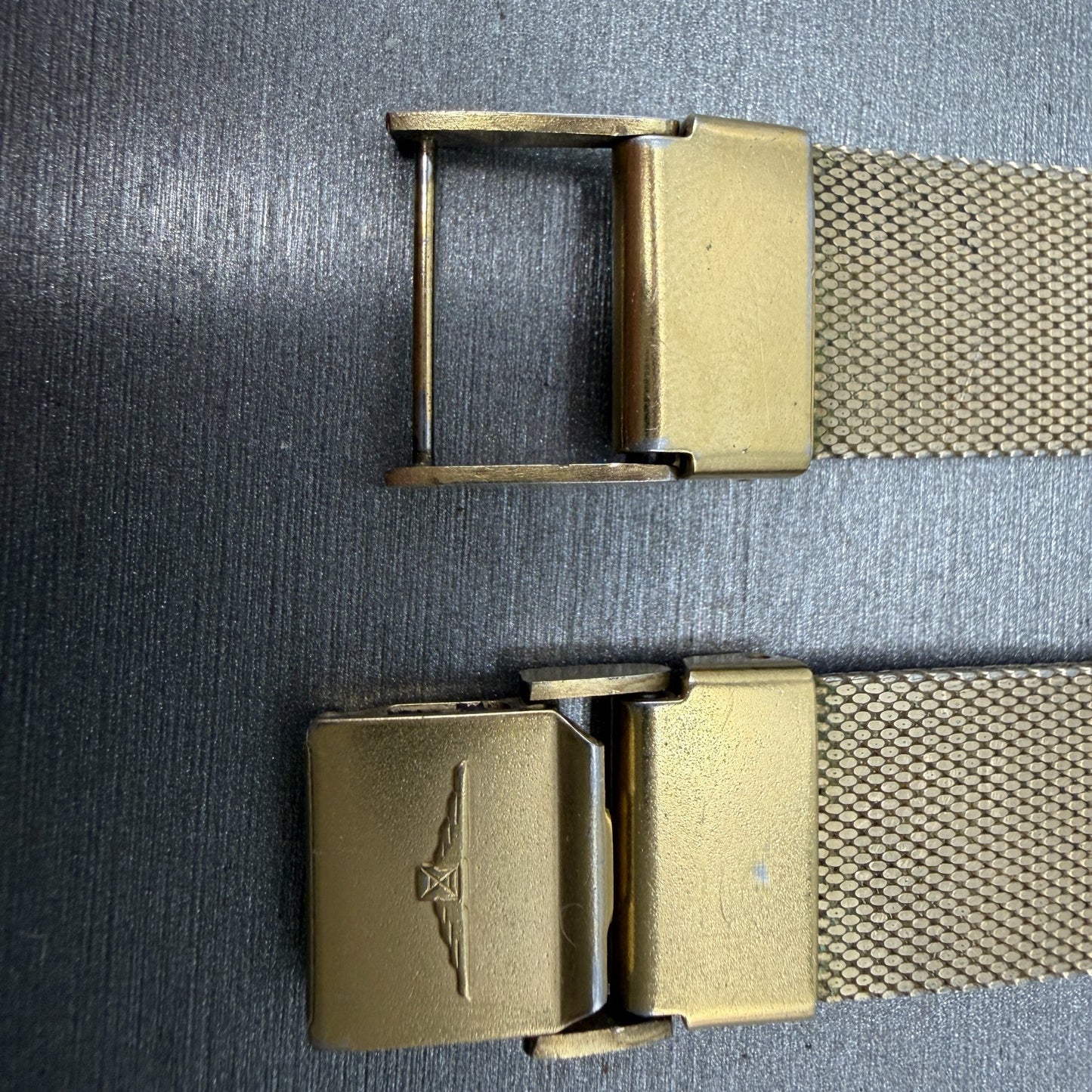 Longines Bracelet 21mm Gold Tone Mesh Duchess USA Vintage Two Piece1