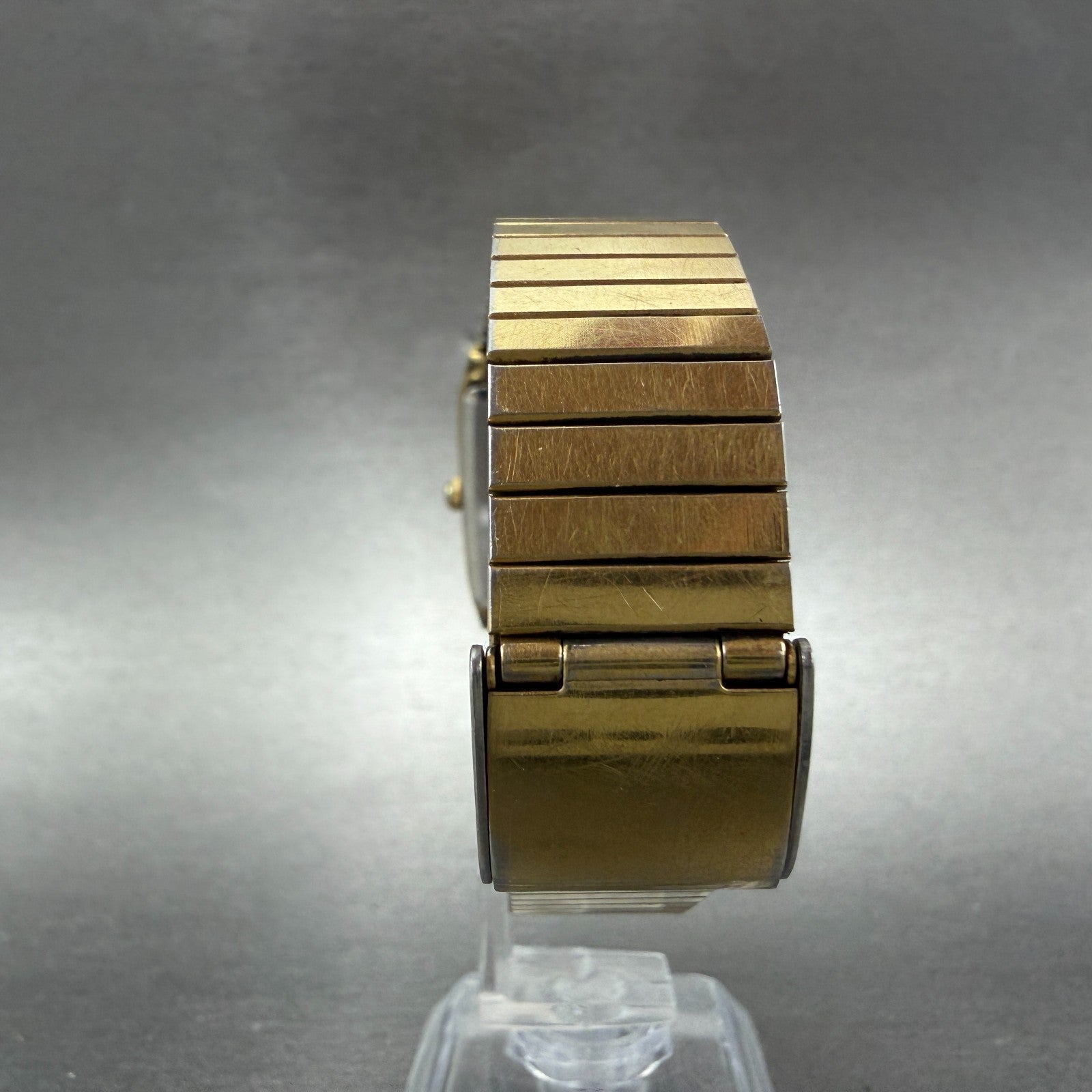 Seiko Tank Watch Men 25mm Champagne Dial Gold Tone 6530-5389 New Battery CRACKED7