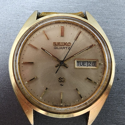 Seiko SQ Watch Men 36mm Champagne Dial Gold Tone Daydate Round 43368089 PARTS2