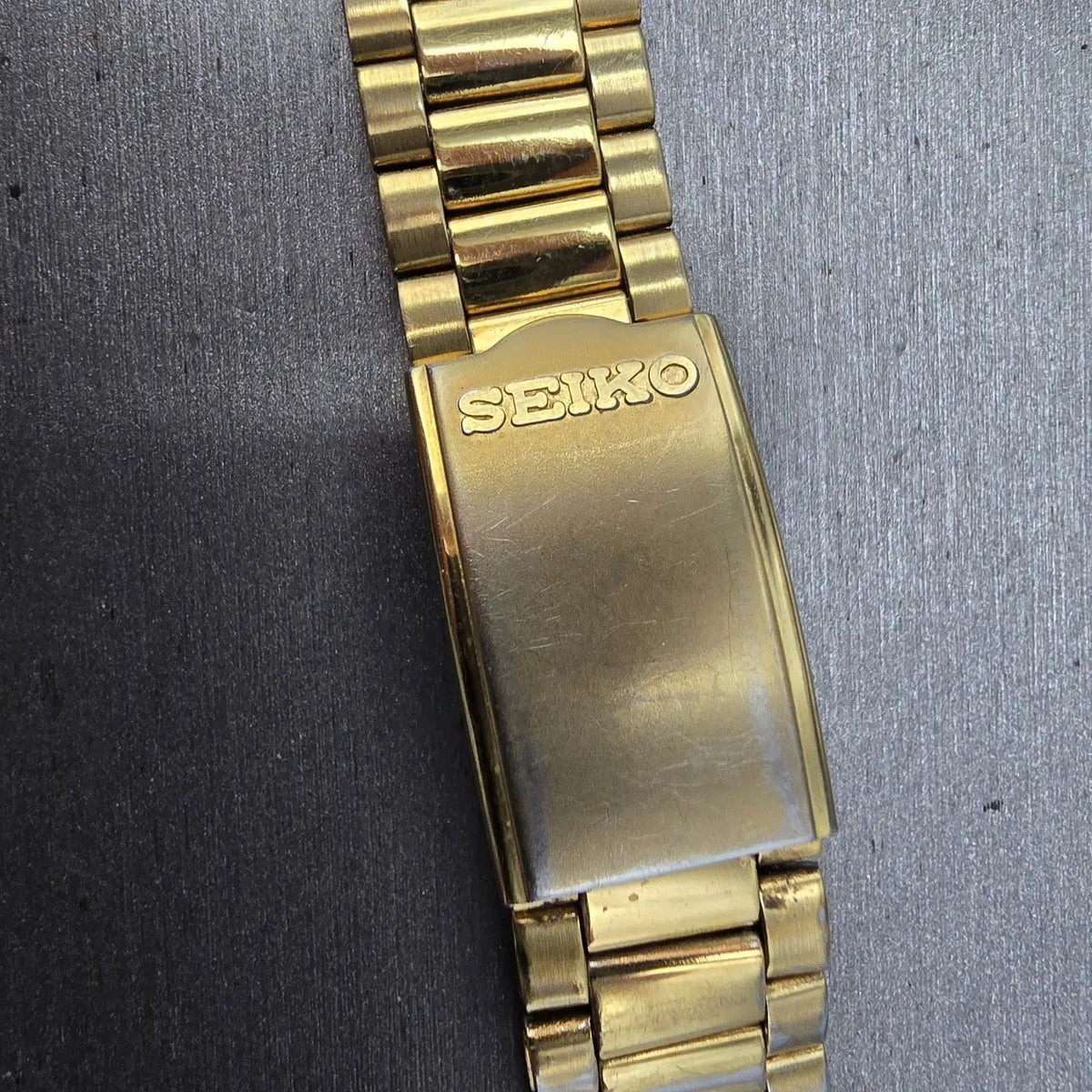 Seiko Bracelet 20mm Stainless Steel Gold Tone Tri Folding Clasp Vintage Japan L3