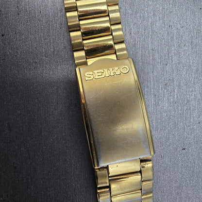 Seiko Bracelet 20mm Stainless Steel Gold Tone Tri Folding Clasp Vintage Japan L3