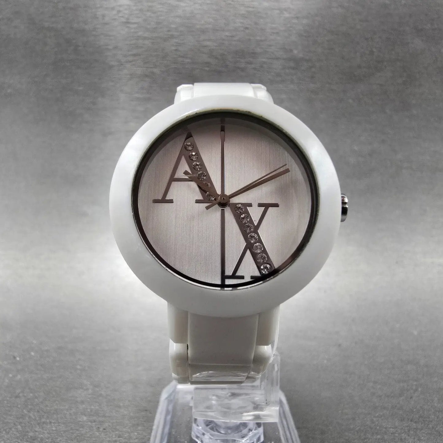 Armani Exchange Watch Women 34mm White Dial White Tone Round AX4055 New Battery5