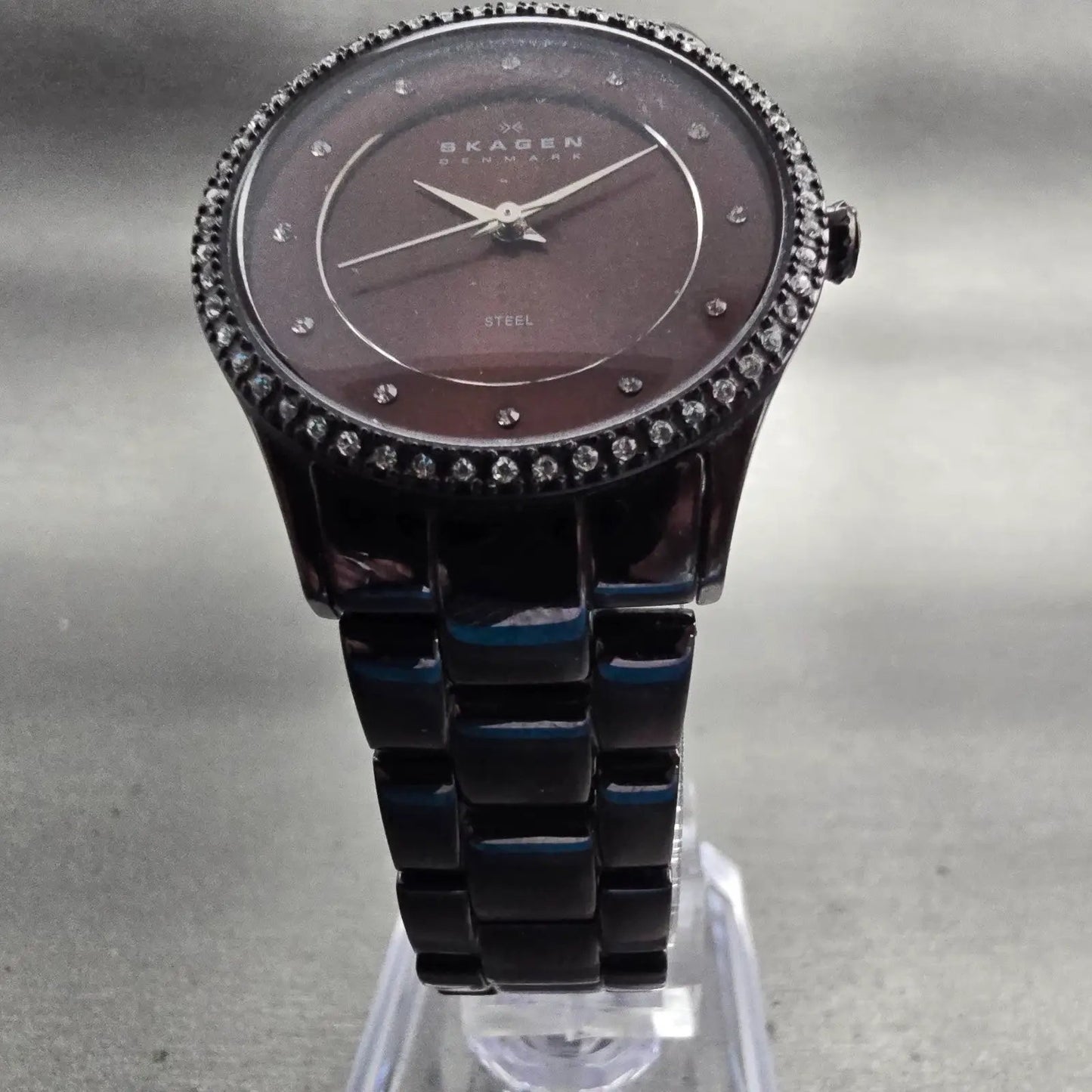 Skagen Glitz Watch Women 30mm Brown Dial Brown Tone Gemmed 347SDXD New Battery5