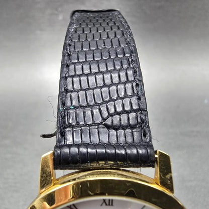 Gucci 2200M Watch Men 32mm White Dial Gold Plated Round New Battery VTG Roman4