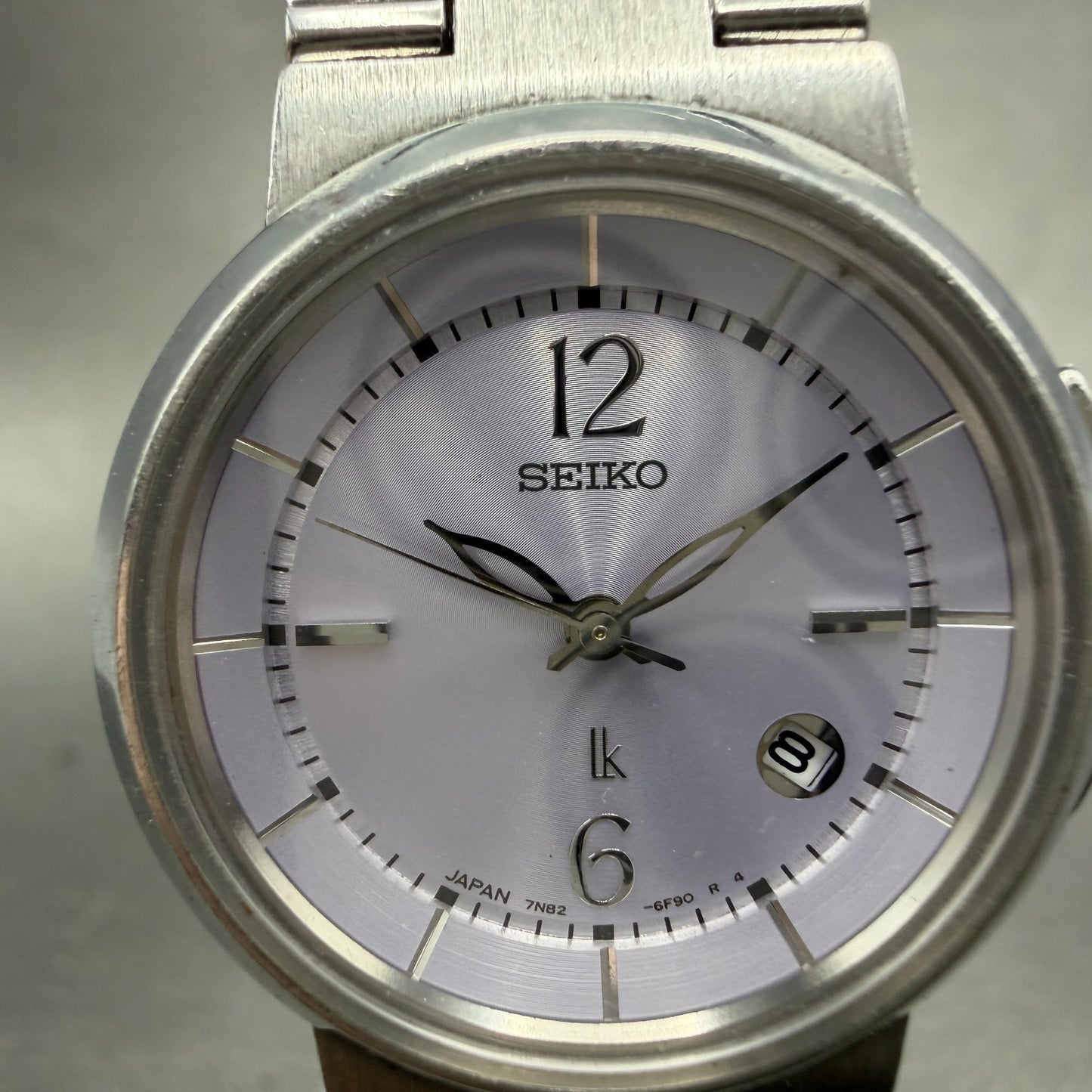 Seiko Lukia Watch Women 29mm Purple Dial Silver Tone Date Round 7N82-6E00 NewBat1
