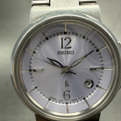 Seiko Lukia Watch Women 29mm Purple Dial Silver Tone Date Round 7N82-6E00 NewBat1