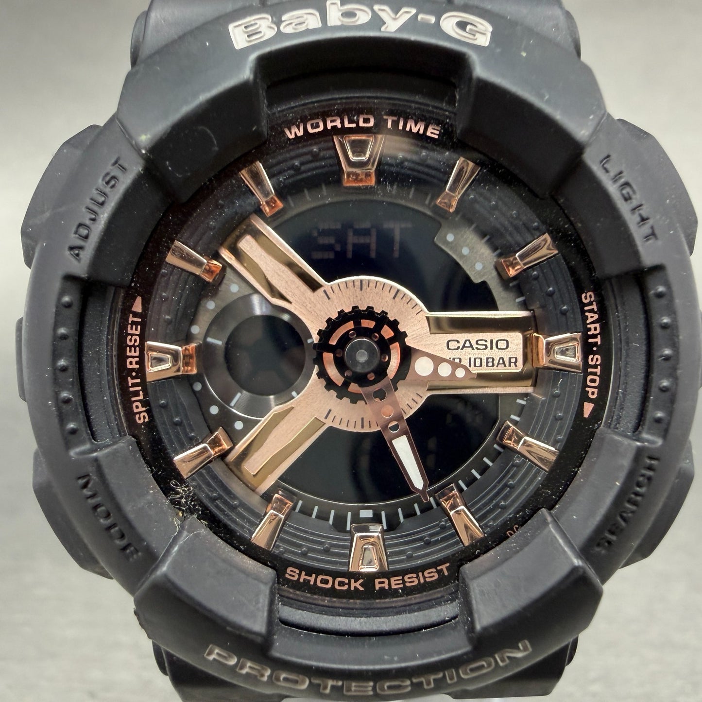 Casio Baby-G Watch Women 43mm Digital Rose Dial Black Tone BA-110RG New Battery1