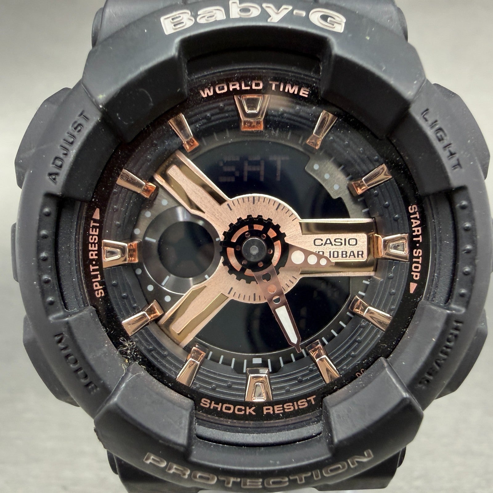 Casio Baby-G Watch Women 43mm Digital Rose Dial Black Tone BA-110RG New Battery1