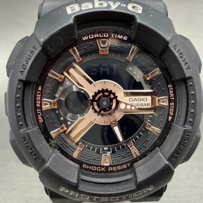 Casio Baby-G Watch Women 43mm Digital Rose Dial Black Tone BA-110RG New Battery1