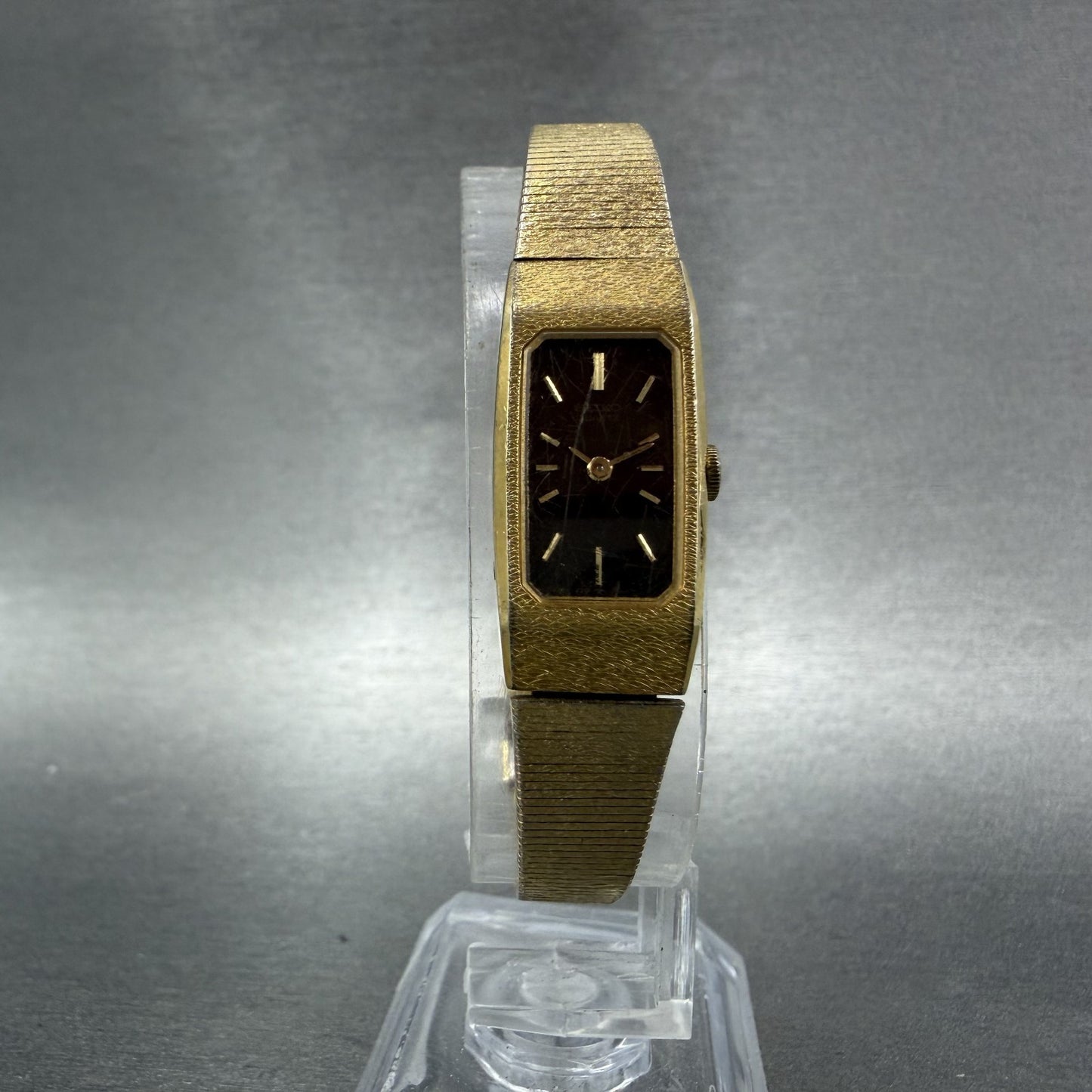 Seiko Tank Watch Women 13mm Brown Dial Gold Tone Rectangle 1320-5990 New Battery5