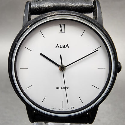 Seiko ALBA Watch Women 32mm White Dial Black Tone Round Y131-6040 New Battery