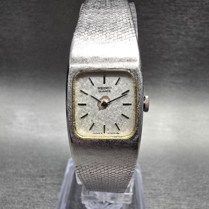 Seiko Watch Women 16mm Silver Dial Silver Tone Rectangle 16-3269 New Battery JP30