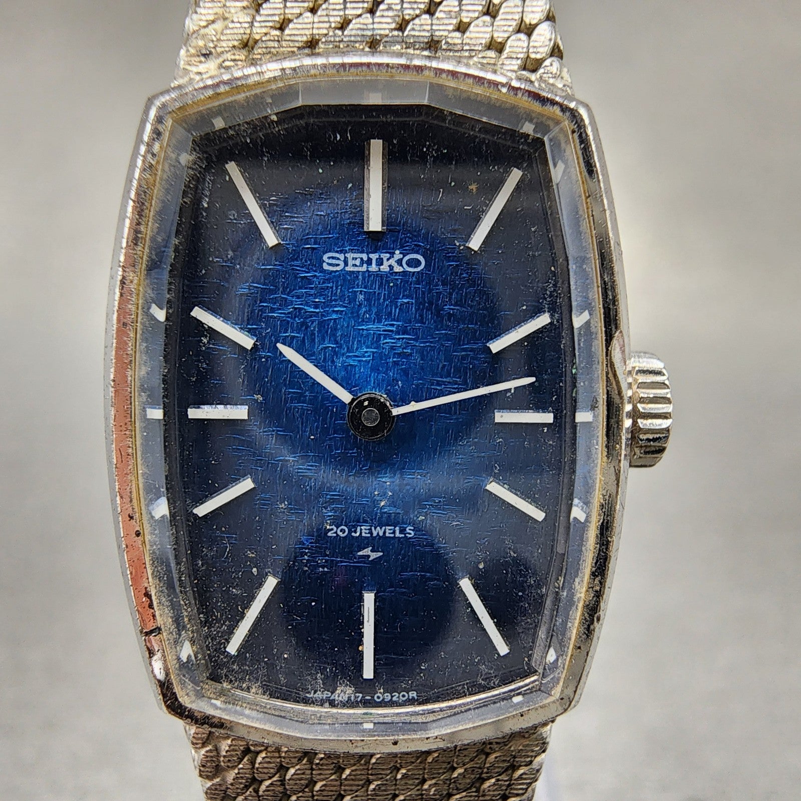 Seiko Tank Watch Women 18mm Blue Dial Silver Tone Manual 173300 Runs1