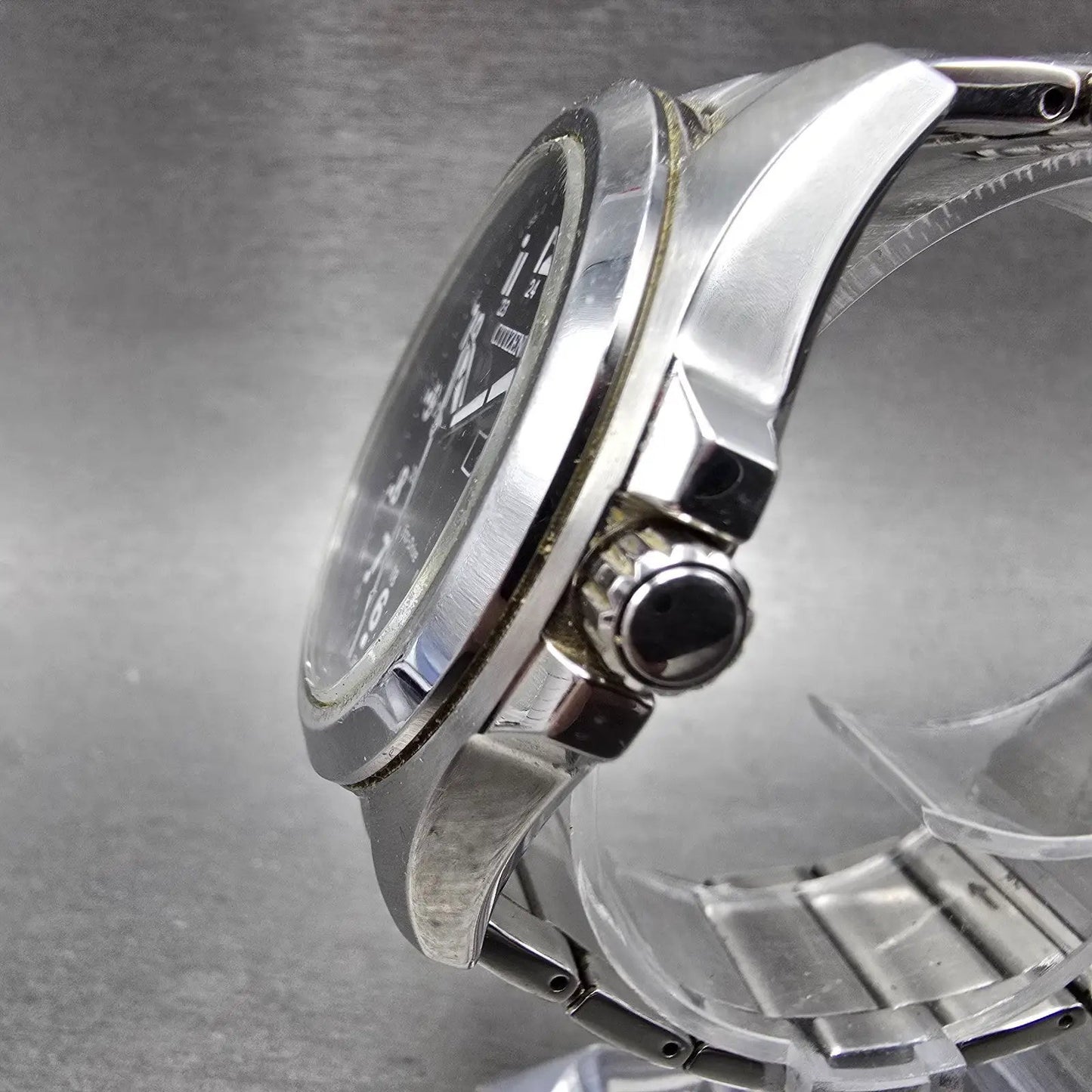 Citizen Eco-Drive Watch Men 43mm Black Dial Steel Daydate J800-R006738 Runs LP2
