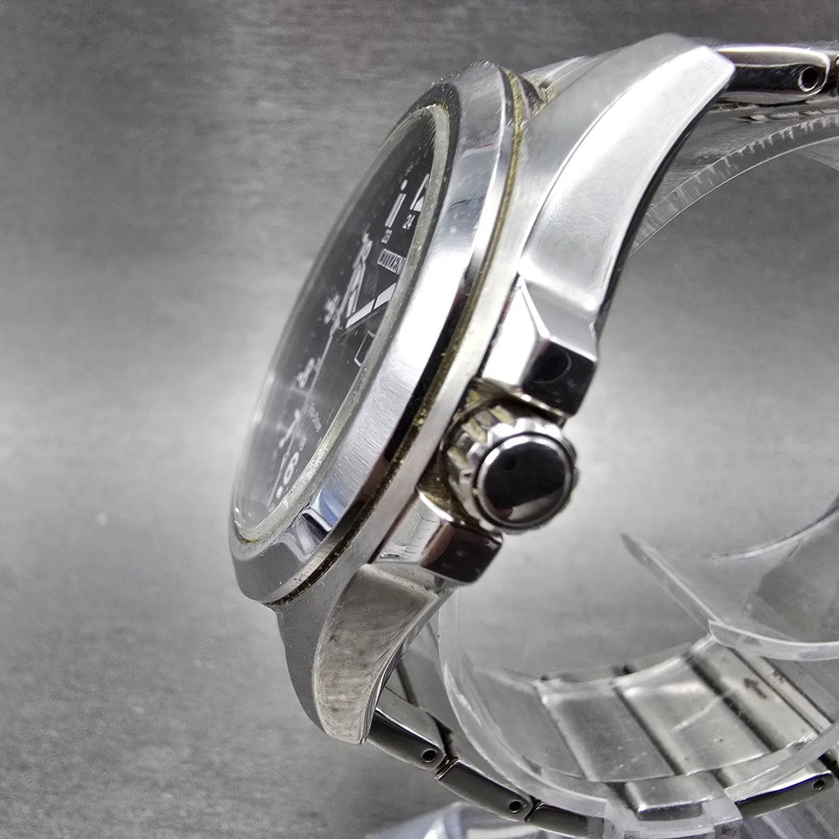 Citizen Eco-Drive Watch Men 43mm Black Dial Steel Daydate J800-R006738 Runs LP2