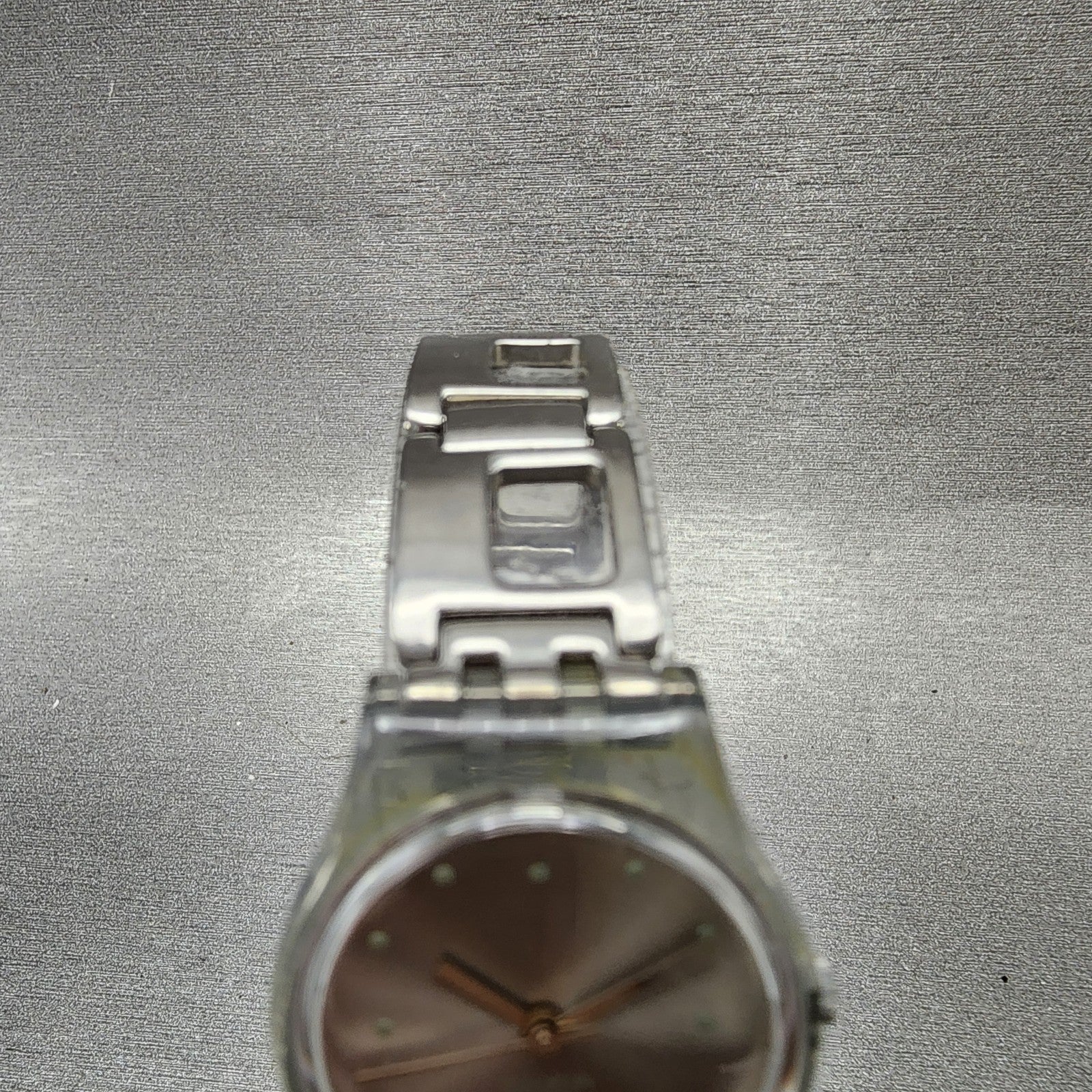 Swatch Watch Women 25mm Silver Dial Clear Case Round New Battery VTG4