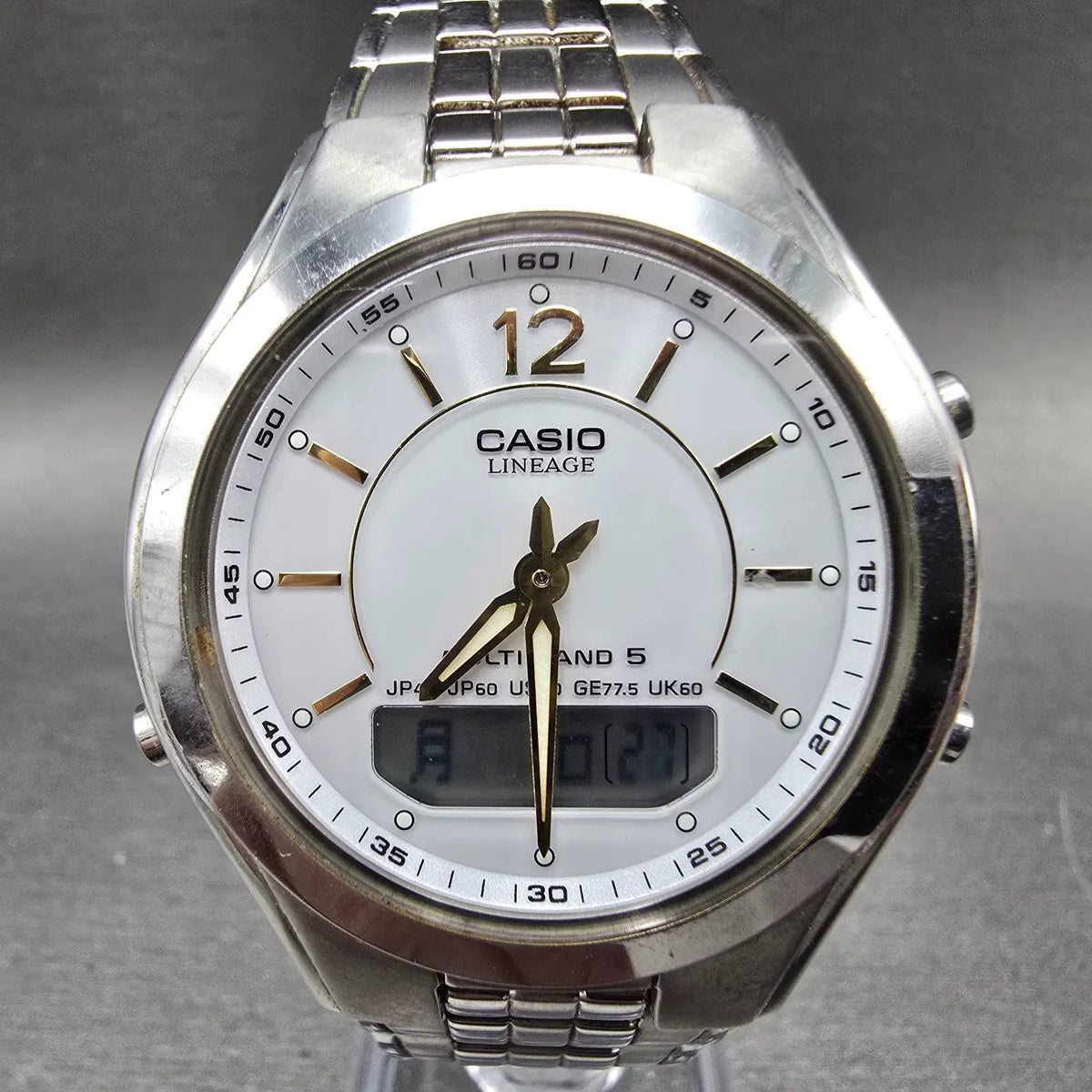 Casio Lineage LCW-M200 Watch Men 38mm White Dial Steel Analog Digital Solar JDM20