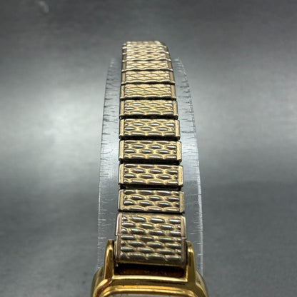 Seiko Tank Watch Women 18mm White Dial Gold Tone Rectangle 1N00-5K29 New Bat4