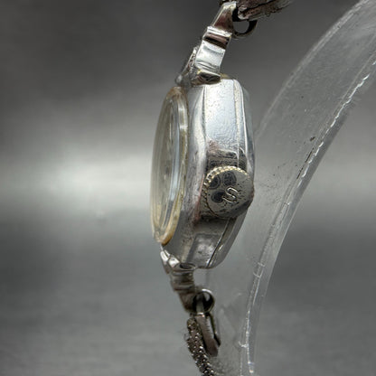 Seiko Watch Women 17mm Silver Dial Silver Tone Oval Manual 21-7320 Runs Vintage2